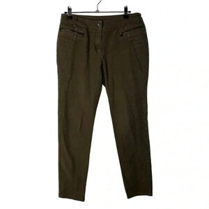 Chatelaine Voyage Dark Brown Moto Skinny Leg Pants 8